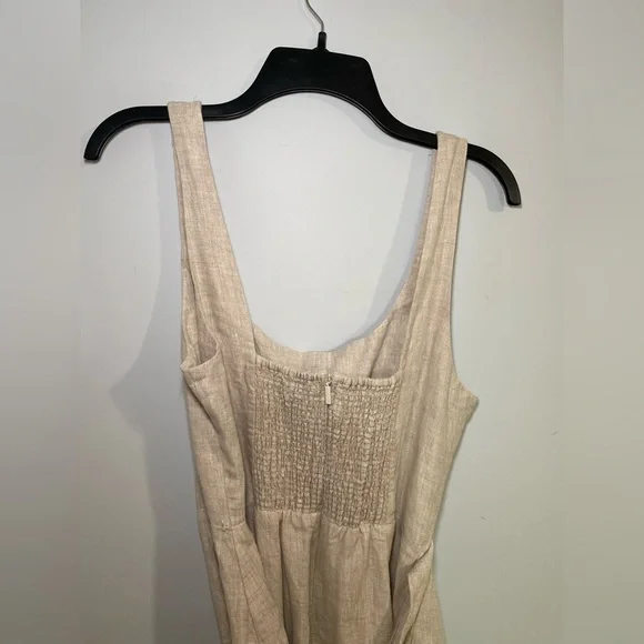 Aritzia Wilfred New Saturn Natural Linen Wrap Midi Dress Size 10 - Picture 9 of 16